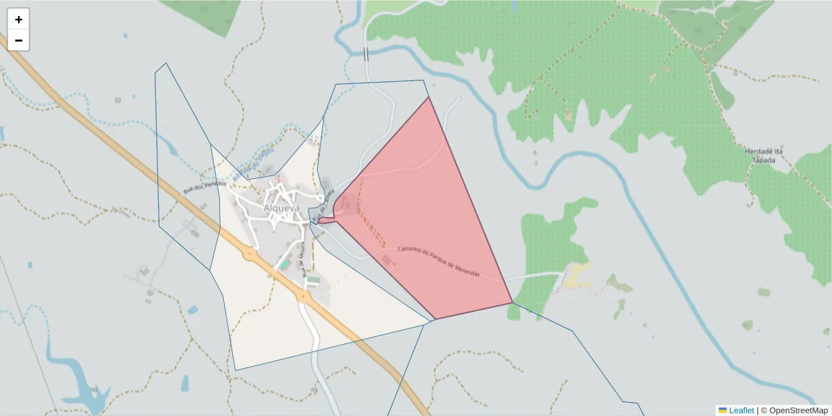 Mapa detalhado do código postal 7220-033 com limites, códigos postais vizinhos e agências dos correios