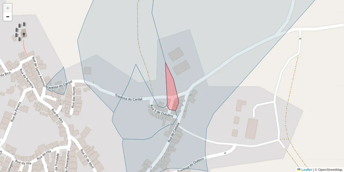 Mapa detalhado do código postal 7220-038 com limites, códigos postais vizinhos e agências dos correios