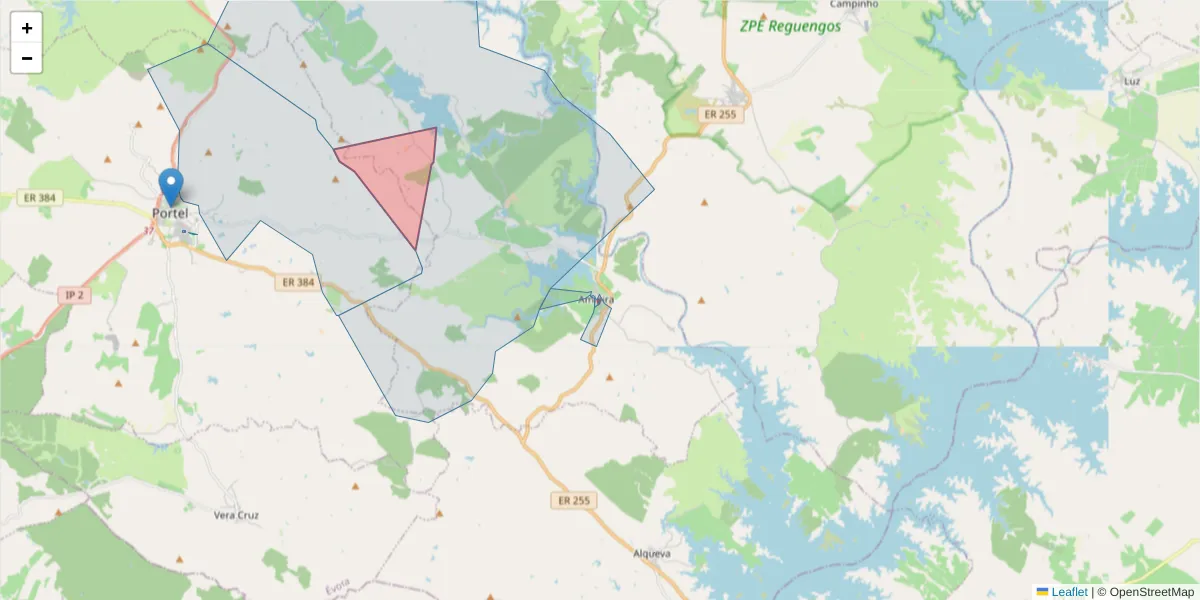 Mapa detalhado do código postal 7220-112 com limites, códigos postais vizinhos e agências dos correios
