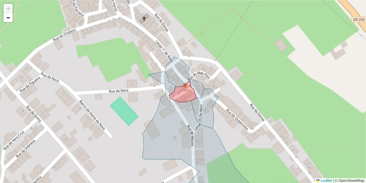 Mapa detalhado do código postal 7220-118 com limites, códigos postais vizinhos e agências dos correios