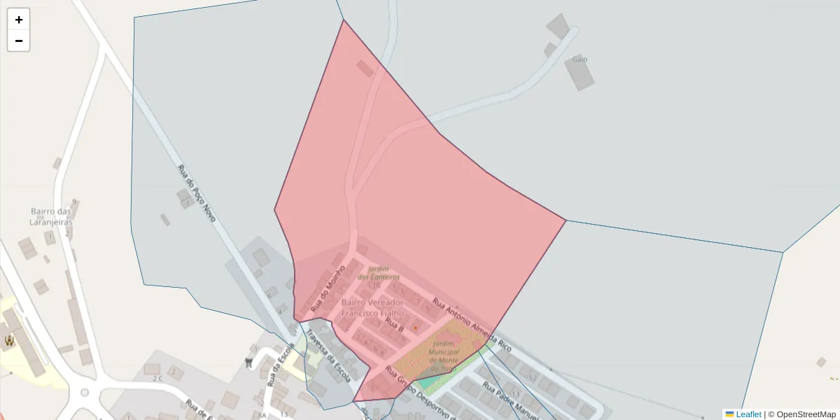 Mapa detalhado do código postal 7220-208 com limites, códigos postais vizinhos e agências dos correios