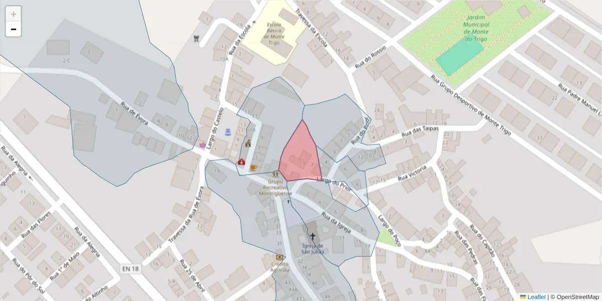 Mapa detalhado do código postal 7220-211 com limites, códigos postais vizinhos e agências dos correios