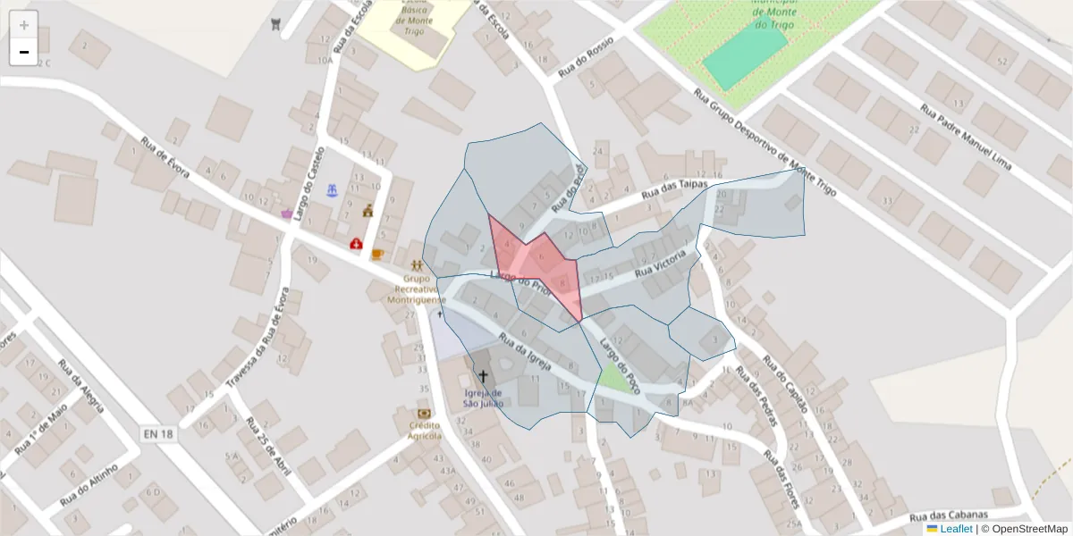 Mapa detalhado do código postal 7220-217 com limites, códigos postais vizinhos e agências dos correios