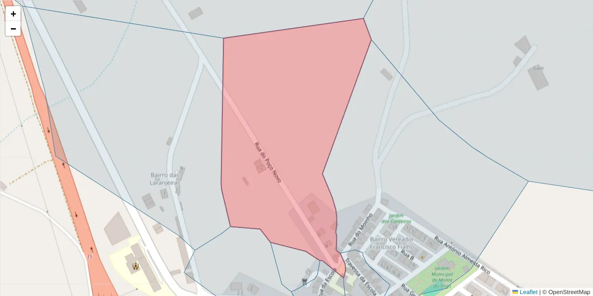 Mapa detalhado do código postal 7220-236 com limites, códigos postais vizinhos e agências dos correios