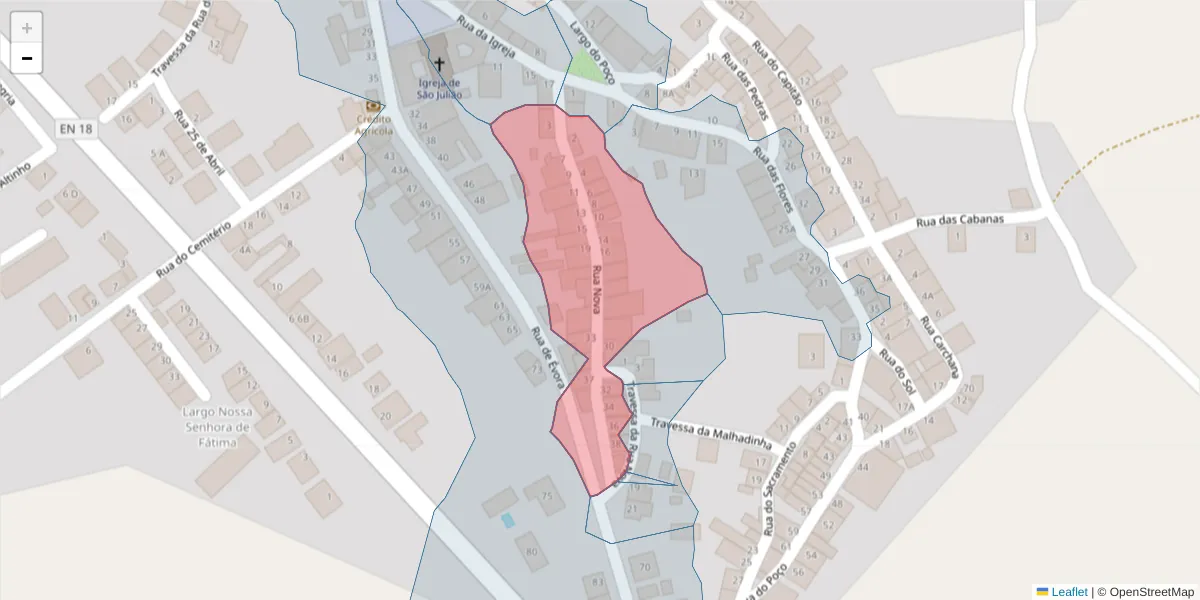 Mapa detalhado do código postal 7220-240 com limites, códigos postais vizinhos e agências dos correios