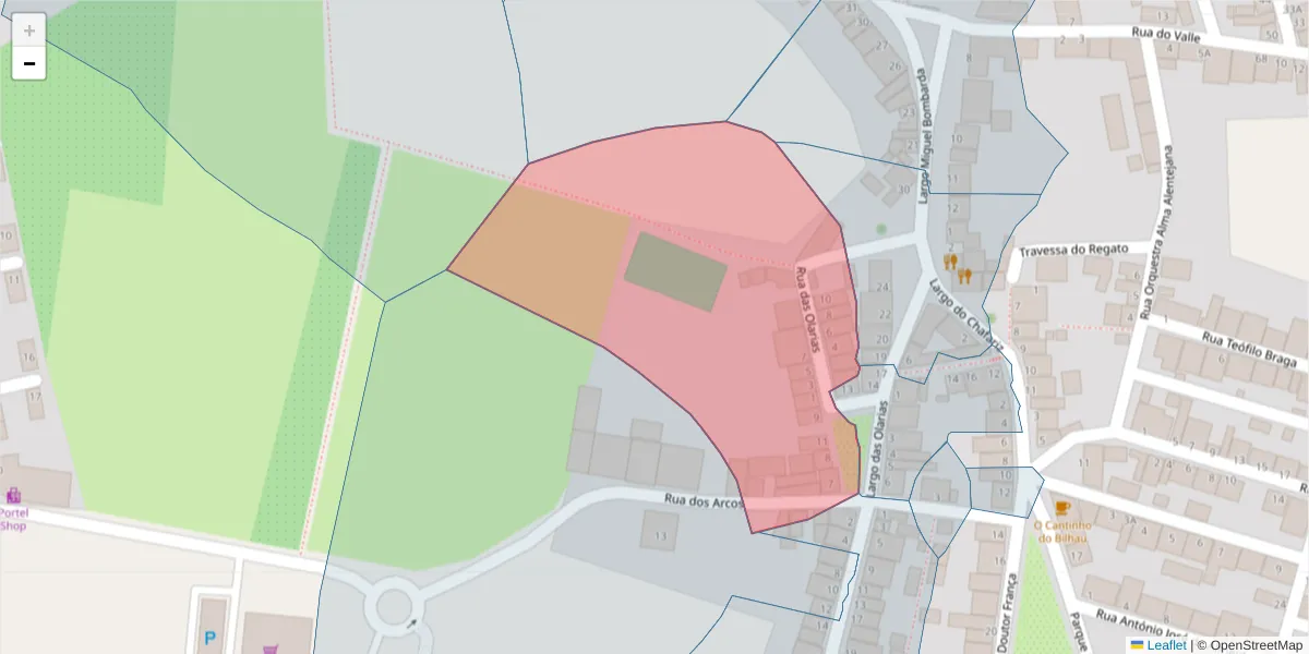 Mapa detalhado do código postal 7220-394 com limites, códigos postais vizinhos e agências dos correios