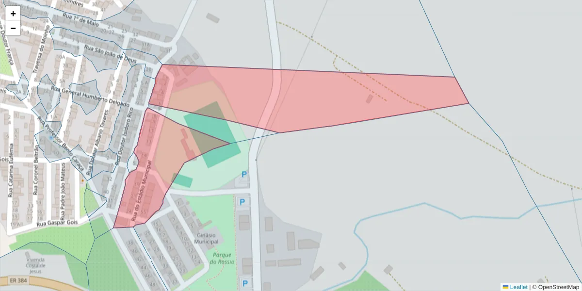 Mapa detalhado do código postal 7220-406 com limites, códigos postais vizinhos e agências dos correios