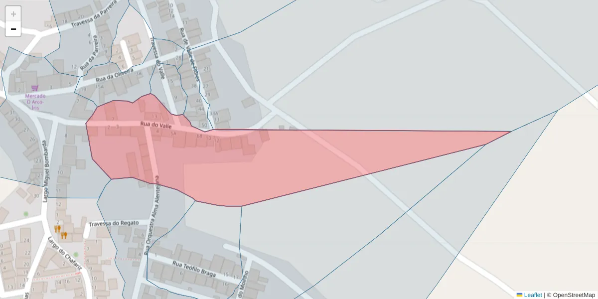 Mapa detalhado do código postal 7220-411 com limites, códigos postais vizinhos e agências dos correios