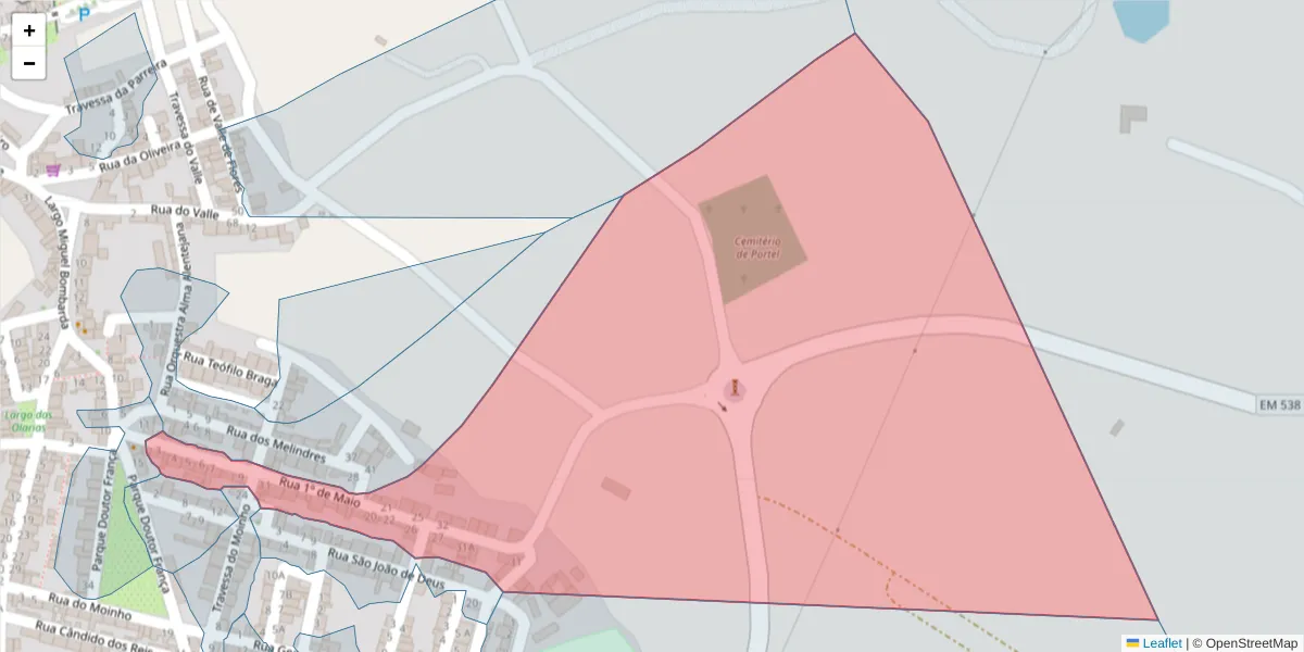 Mapa detalhado do código postal 7220-426 com limites, códigos postais vizinhos e agências dos correios