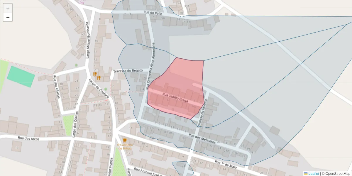 Mapa detalhado do código postal 7220-429 com limites, códigos postais vizinhos e agências dos correios