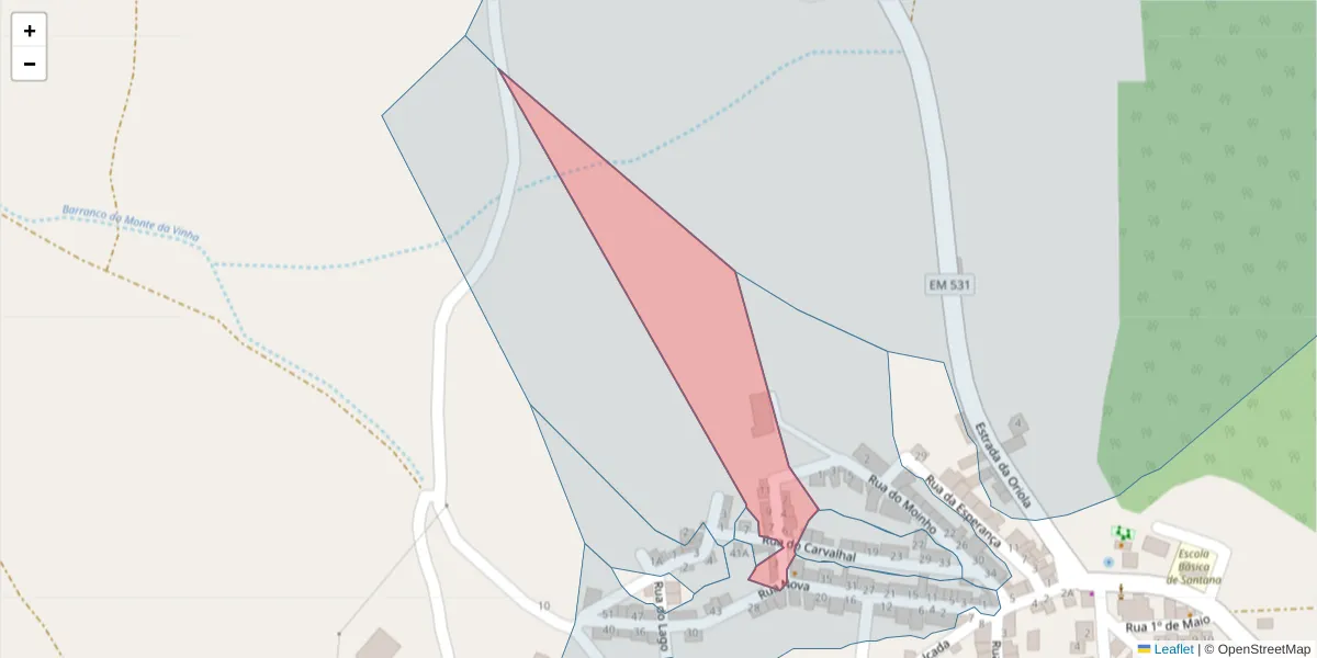 Mapa detalhado do código postal 7220-488 com limites, códigos postais vizinhos e agências dos correios