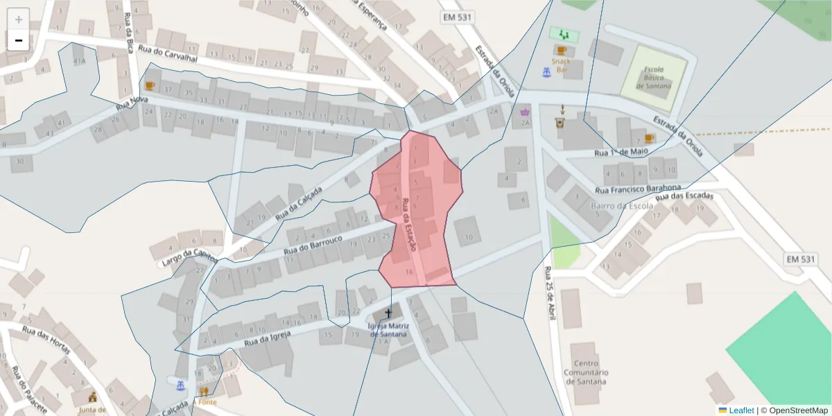 Mapa detalhado do código postal 7220-491 com limites, códigos postais vizinhos e agências dos correios