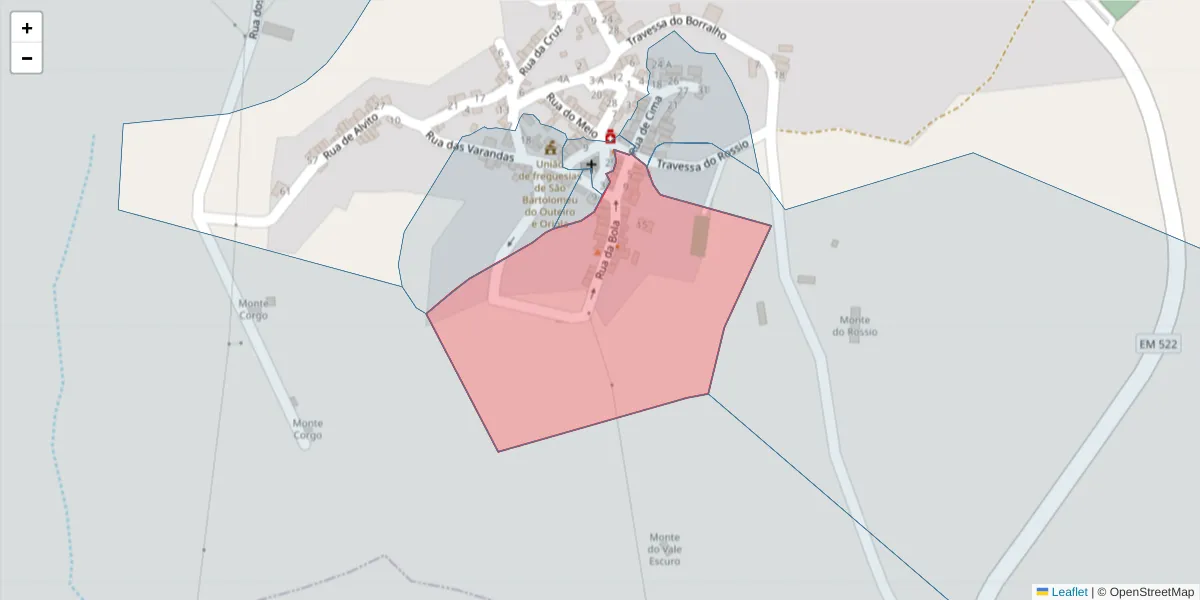 Mapa detalhado do código postal 7220-527 com limites, códigos postais vizinhos e agências dos correios
