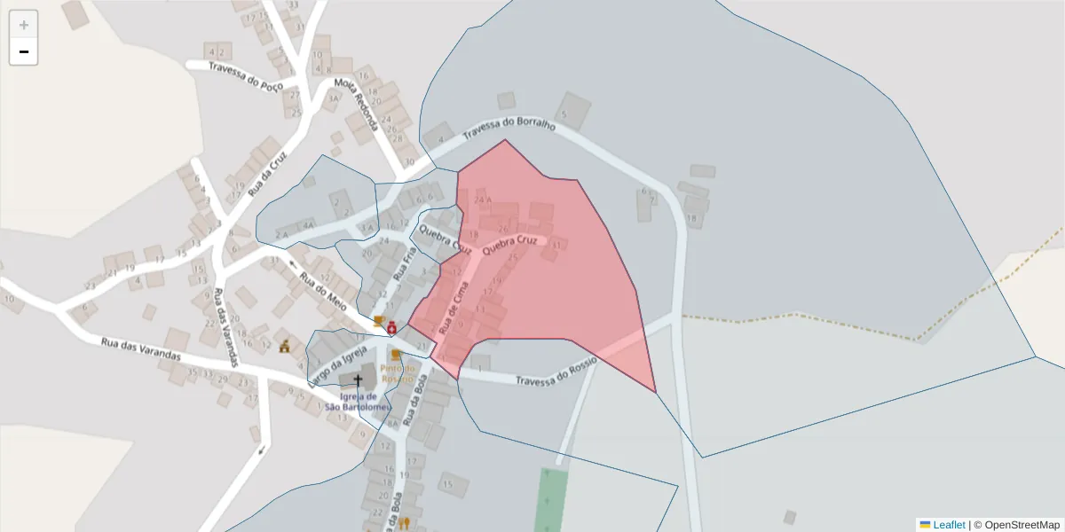 Mapa detalhado do código postal 7220-531 com limites, códigos postais vizinhos e agências dos correios