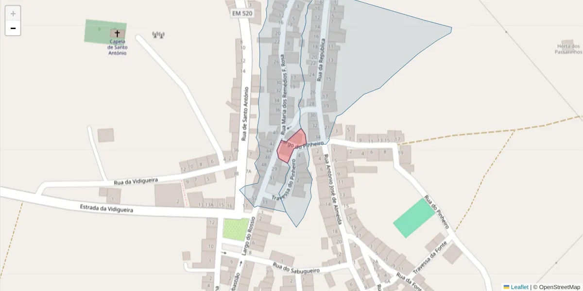 Mapa detalhado do código postal 7220-562 com limites, códigos postais vizinhos e agências dos correios