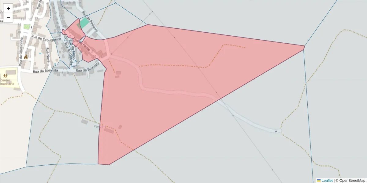 Mapa detalhado do código postal 7220-568 com limites, códigos postais vizinhos e agências dos correios