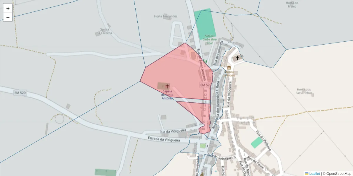 Mapa detalhado do código postal 7220-572 com limites, códigos postais vizinhos e agências dos correios