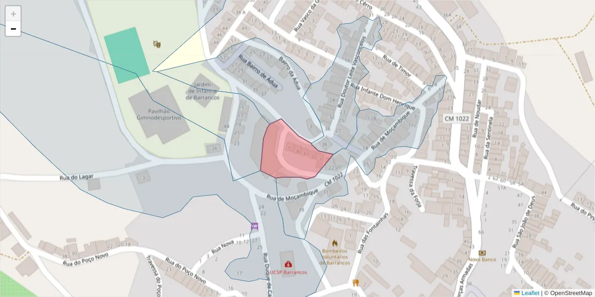 Mapa detalhado do código postal 7230-006 com limites, códigos postais vizinhos e agências dos correios