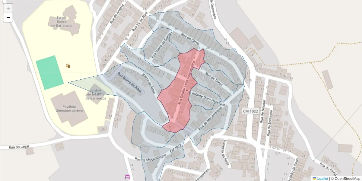 Mapa detalhado do código postal 7230-014 com limites, códigos postais vizinhos e agências dos correios