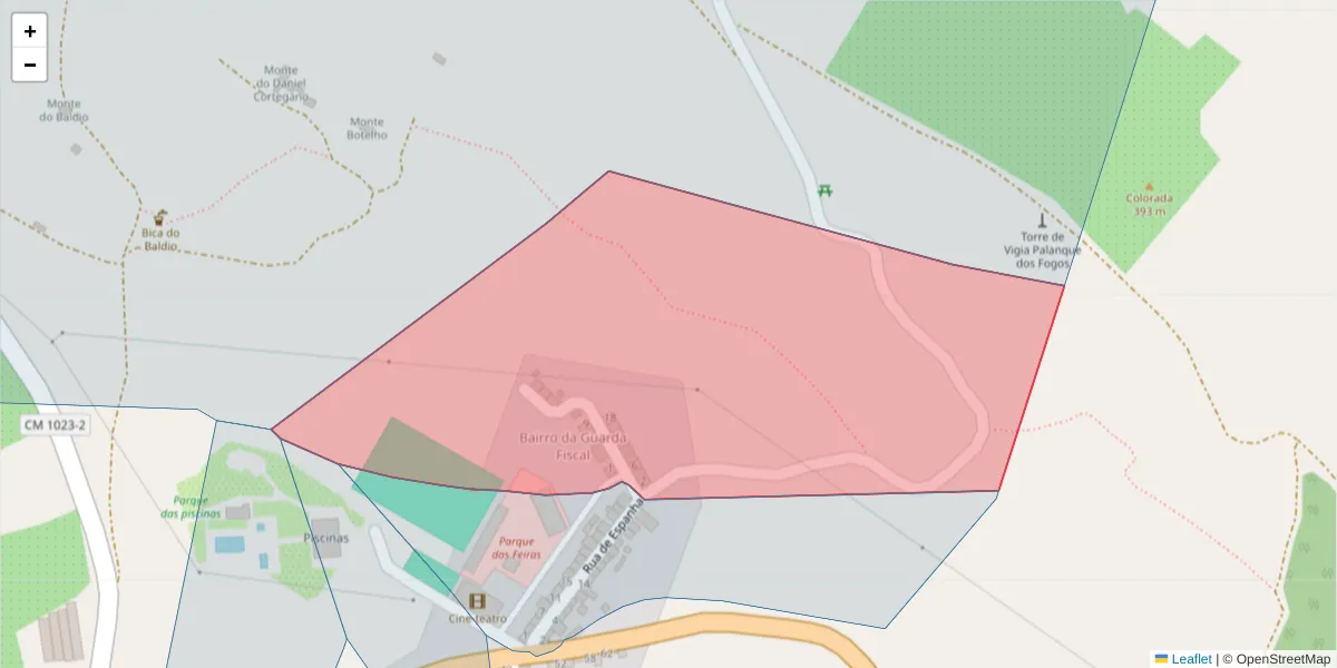 Mapa detalhado do código postal 7230-021 com limites, códigos postais vizinhos e agências dos correios