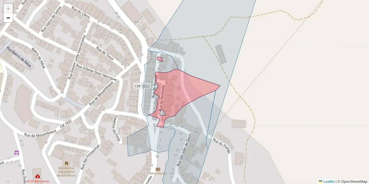Mapa detalhado do código postal 7230-050 com limites, códigos postais vizinhos e agências dos correios