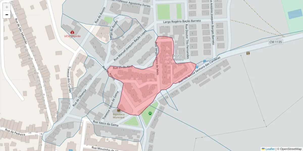 Mapa detalhado do código postal 7240-220 com limites, códigos postais vizinhos e agências dos correios