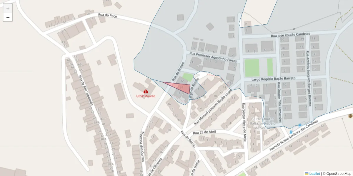 Mapa detalhado do código postal 7240-222 com limites, códigos postais vizinhos e agências dos correios