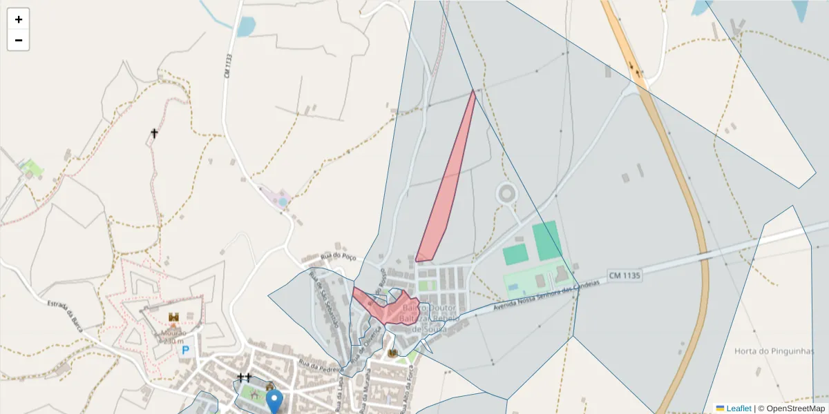 Mapa detalhado do código postal 7240-224 com limites, códigos postais vizinhos e agências dos correios