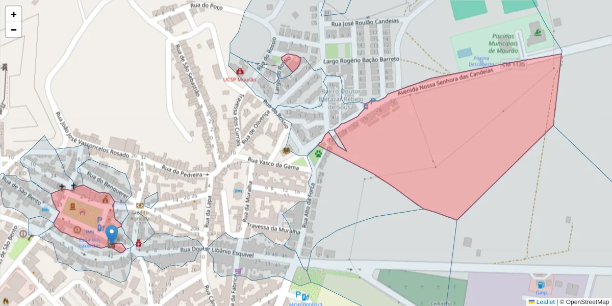 Mapa detalhado do código postal 7240-233 com limites, códigos postais vizinhos e agências dos correios