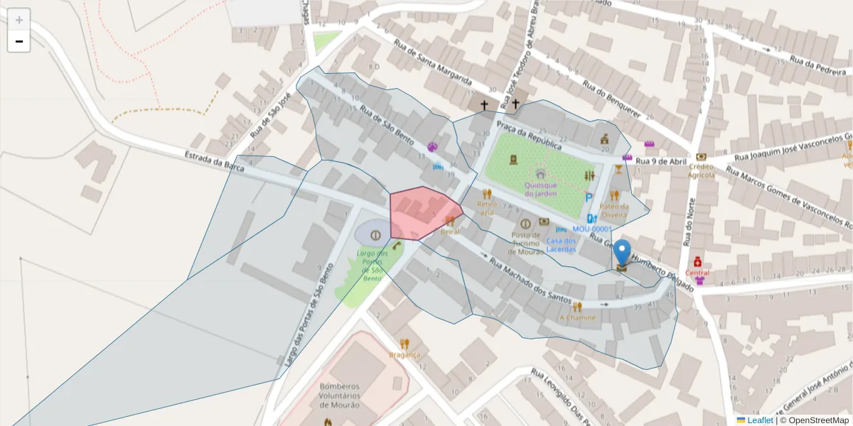 Mapa detalhado do código postal 7240-237 com limites, códigos postais vizinhos e agências dos correios