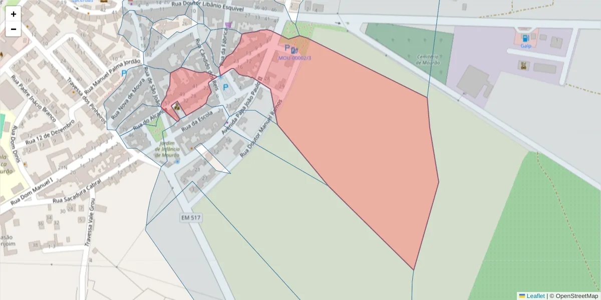 Mapa detalhado do código postal 7240-246 com limites, códigos postais vizinhos e agências dos correios