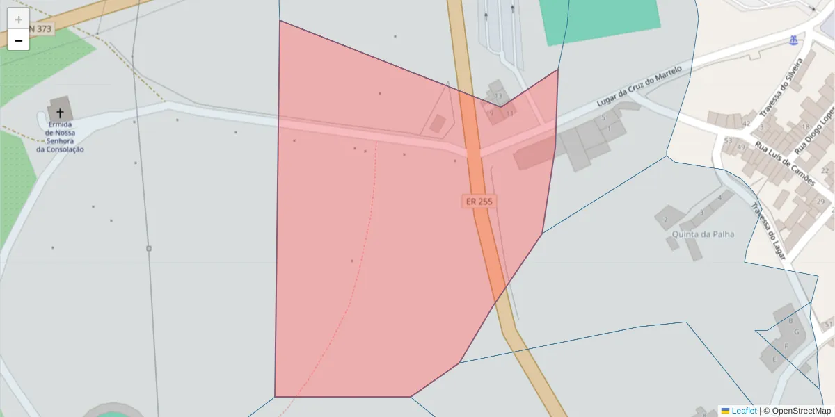 Mapa detalhado do código postal 7250-051 com limites, códigos postais vizinhos e agências dos correios