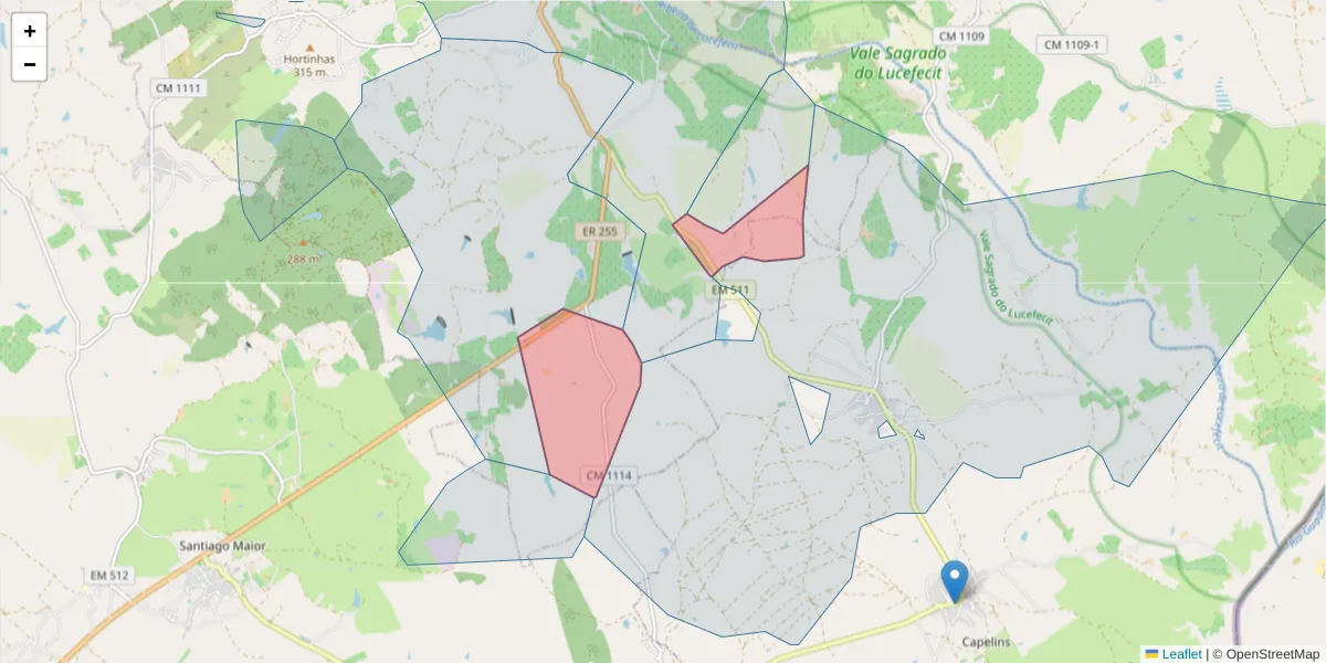 Mapa detalhado do código postal 7250-067 com limites, códigos postais vizinhos e agências dos correios