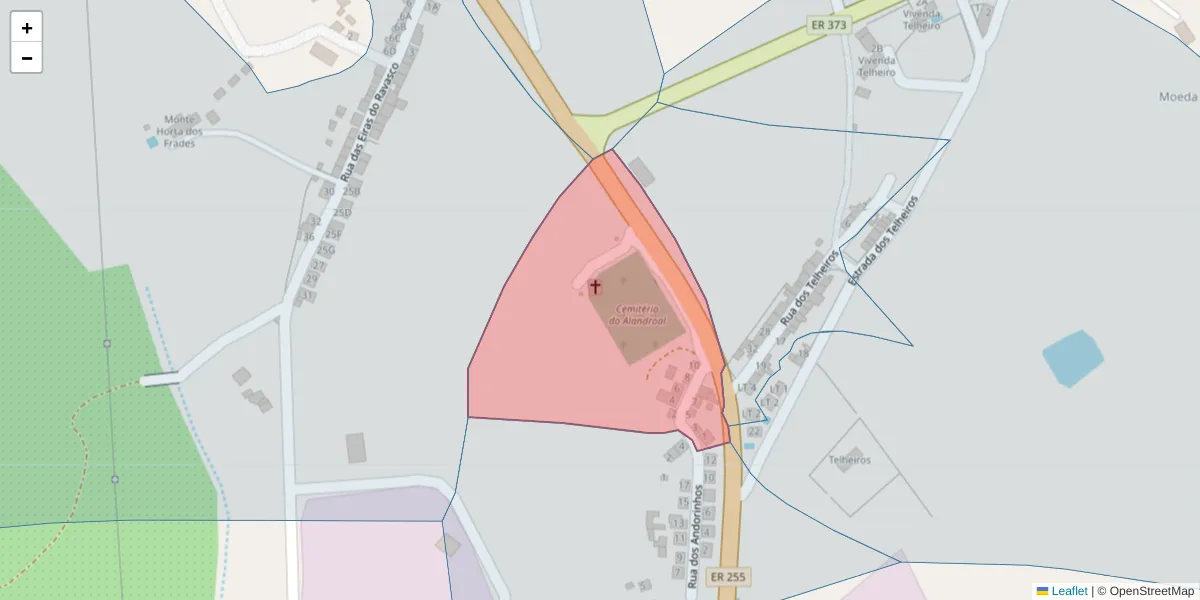 Mapa detalhado do código postal 7250-104 com limites, códigos postais vizinhos e agências dos correios