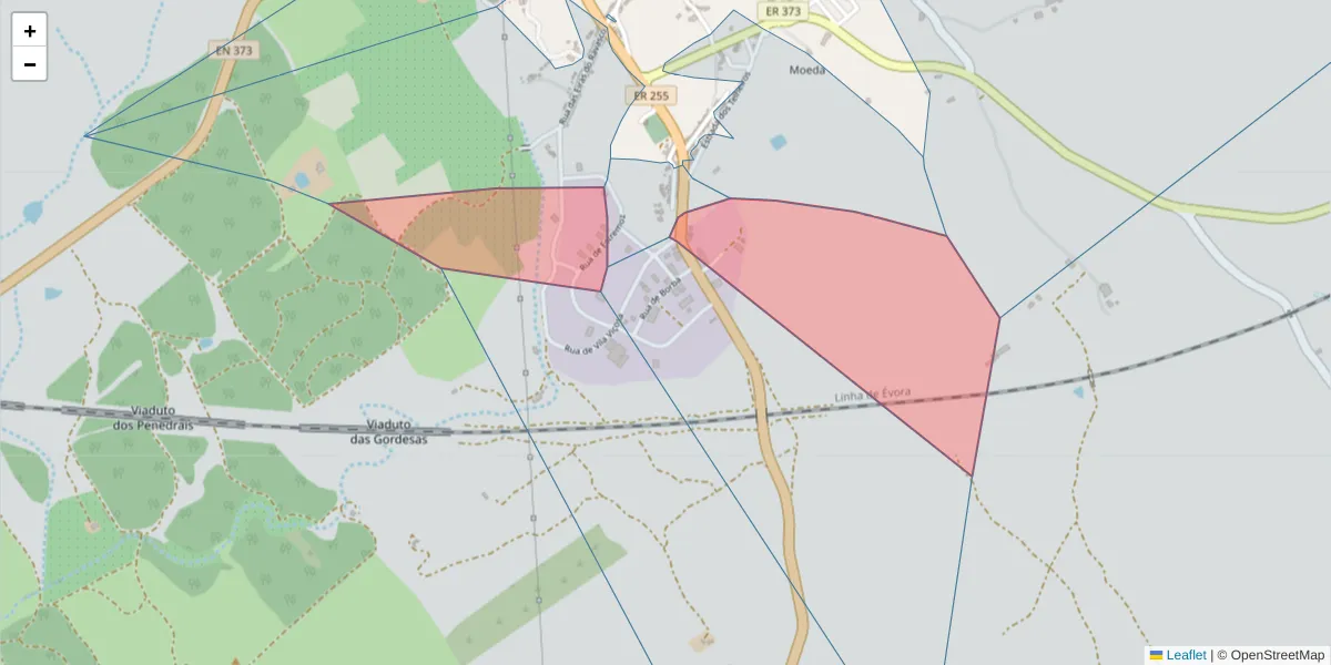 Mapa detalhado do código postal 7250-105 com limites, códigos postais vizinhos e agências dos correios