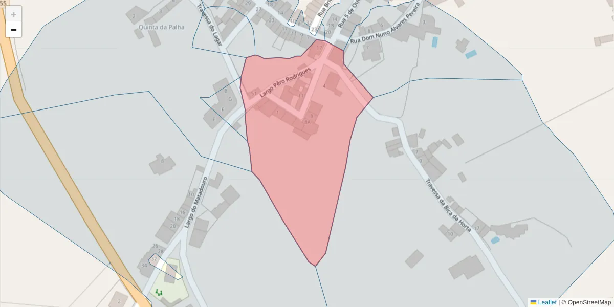 Mapa detalhado do código postal 7250-114 com limites, códigos postais vizinhos e agências dos correios