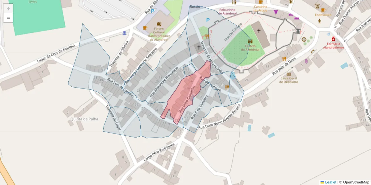 Mapa detalhado do código postal 7250-118 com limites, códigos postais vizinhos e agências dos correios
