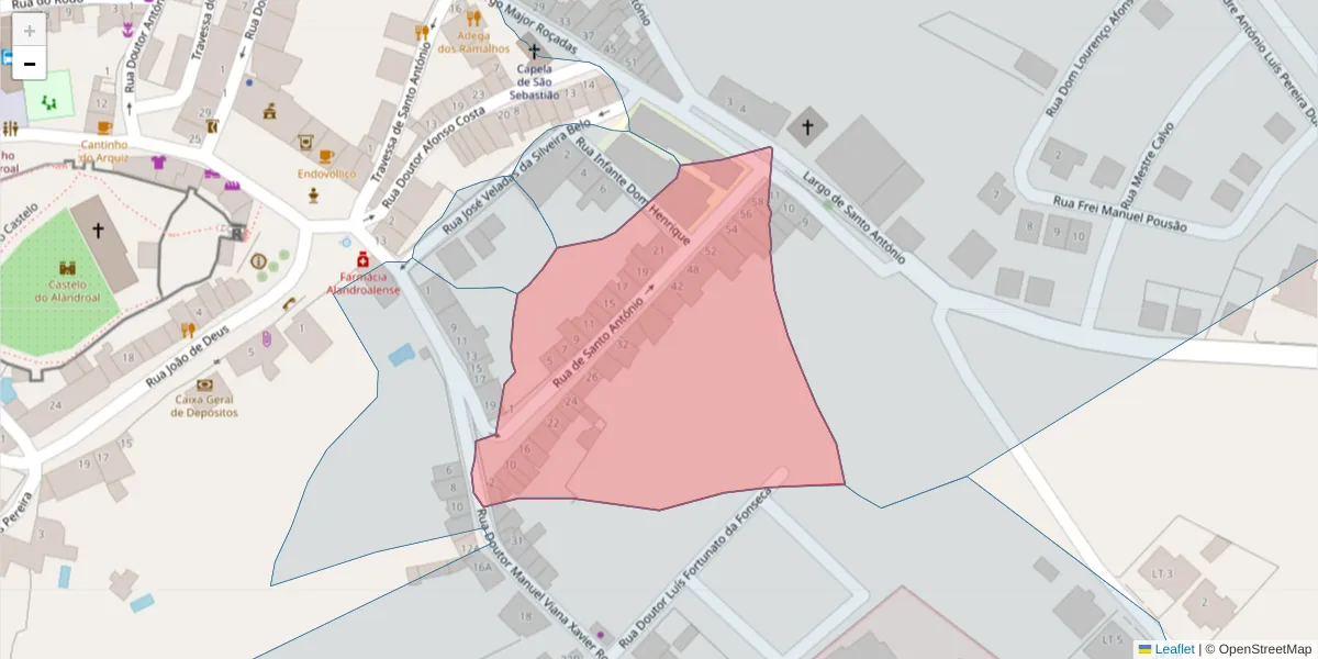 Mapa detalhado do código postal 7250-126 com limites, códigos postais vizinhos e agências dos correios