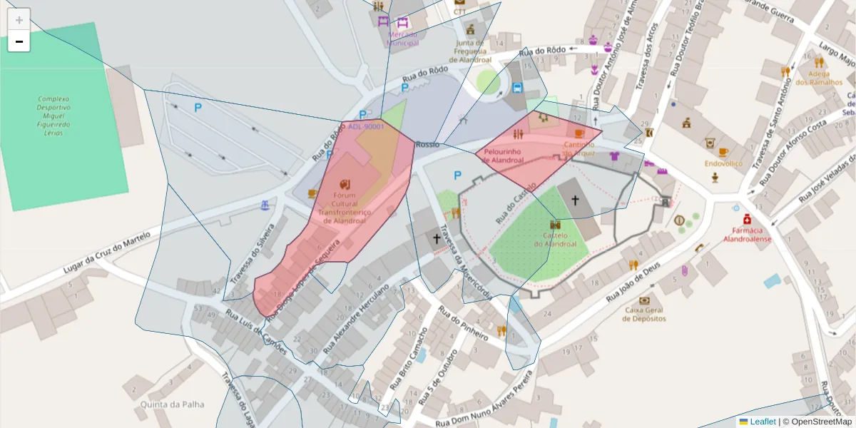 Mapa detalhado do código postal 7250-129 com limites, códigos postais vizinhos e agências dos correios