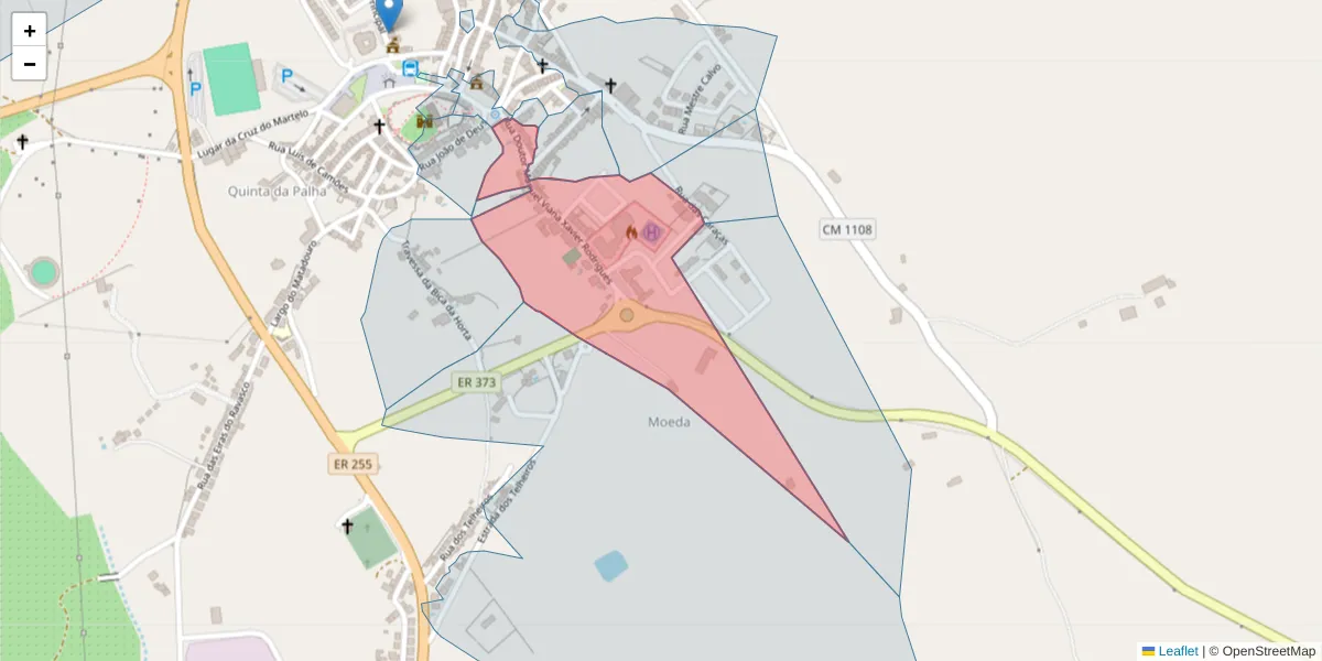 Mapa detalhado do código postal 7250-139 com limites, códigos postais vizinhos e agências dos correios