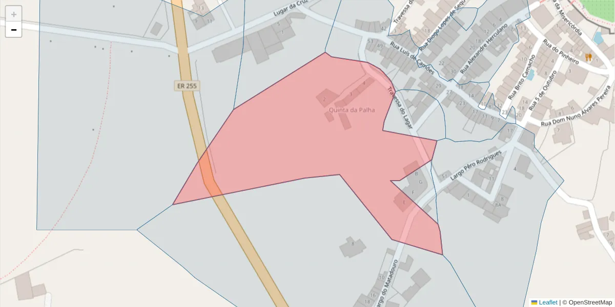 Mapa detalhado do código postal 7250-154 com limites, códigos postais vizinhos e agências dos correios