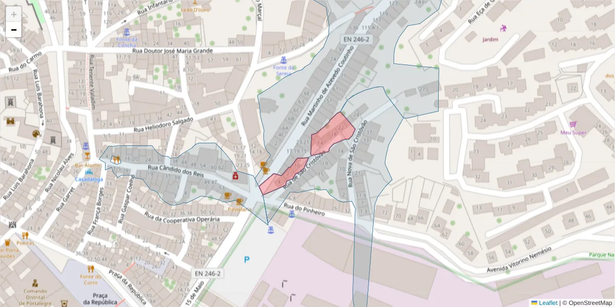 Mapa detalhado do código postal 7300-212 com limites, códigos postais vizinhos e agências dos correios