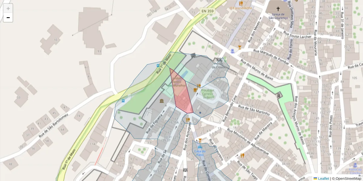 Mapa detalhado do código postal 7300-231 com limites, códigos postais vizinhos e agências dos correios