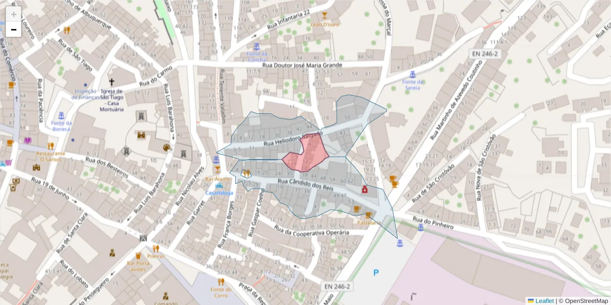 Mapa detalhado do código postal 7300-235 com limites, códigos postais vizinhos e agências dos correios