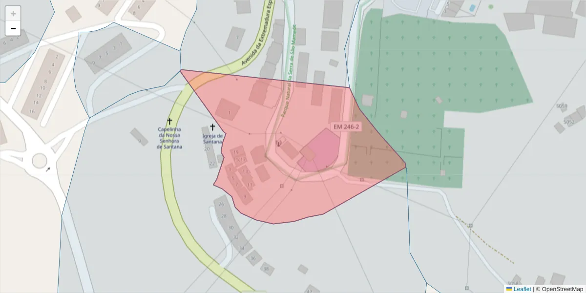 Mapa detalhado do código postal 7300-238 com limites, códigos postais vizinhos e agências dos correios