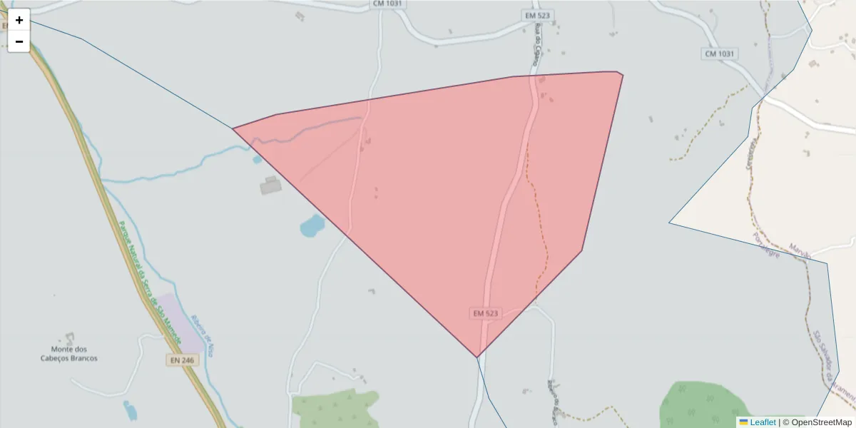 Mapa detalhado do código postal 7300-357 com limites, códigos postais vizinhos e agências dos correios