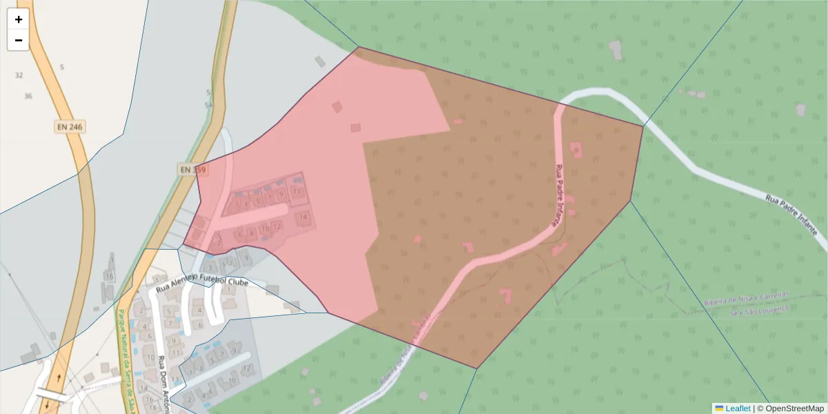 Mapa detalhado do código postal 7300-438 com limites, códigos postais vizinhos e agências dos correios