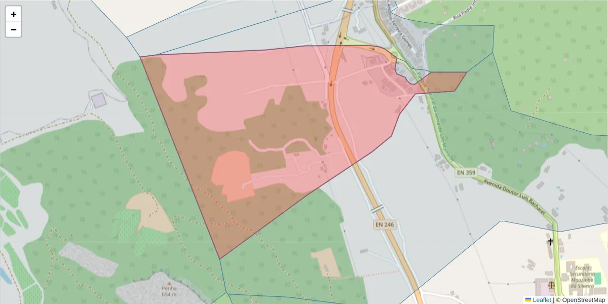Mapa detalhado do código postal 7300-443 com limites, códigos postais vizinhos e agências dos correios