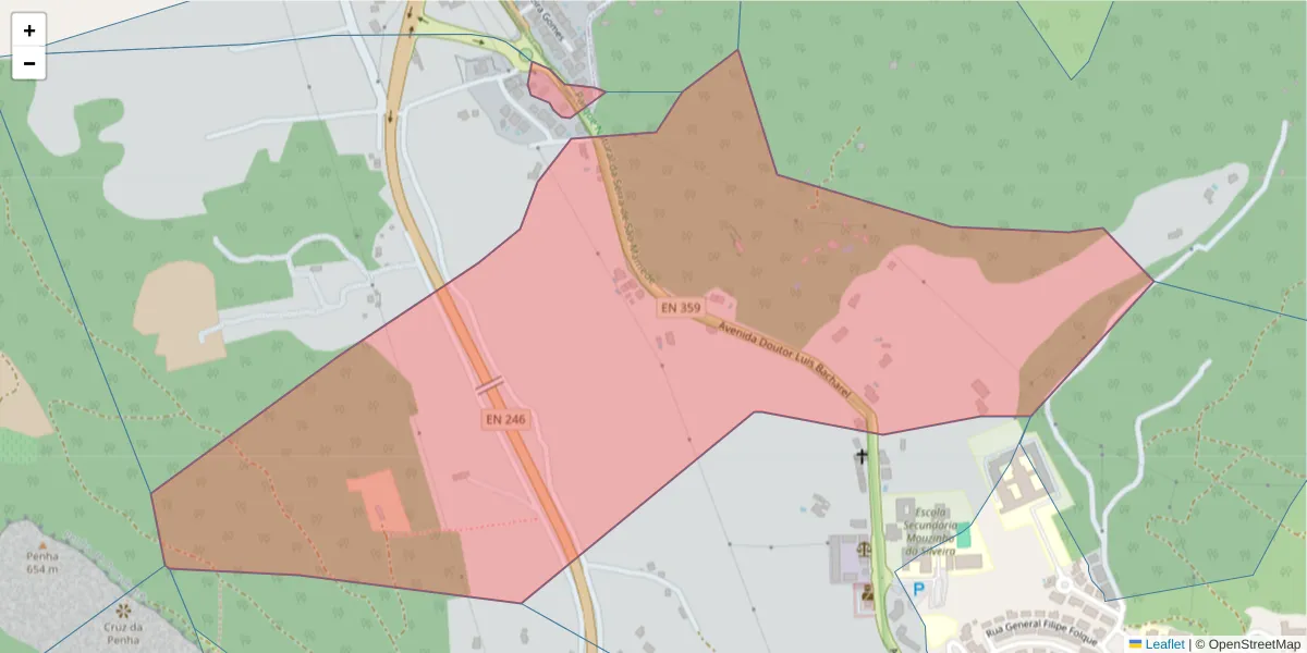 Mapa detalhado do código postal 7300-501 com limites, códigos postais vizinhos e agências dos correios