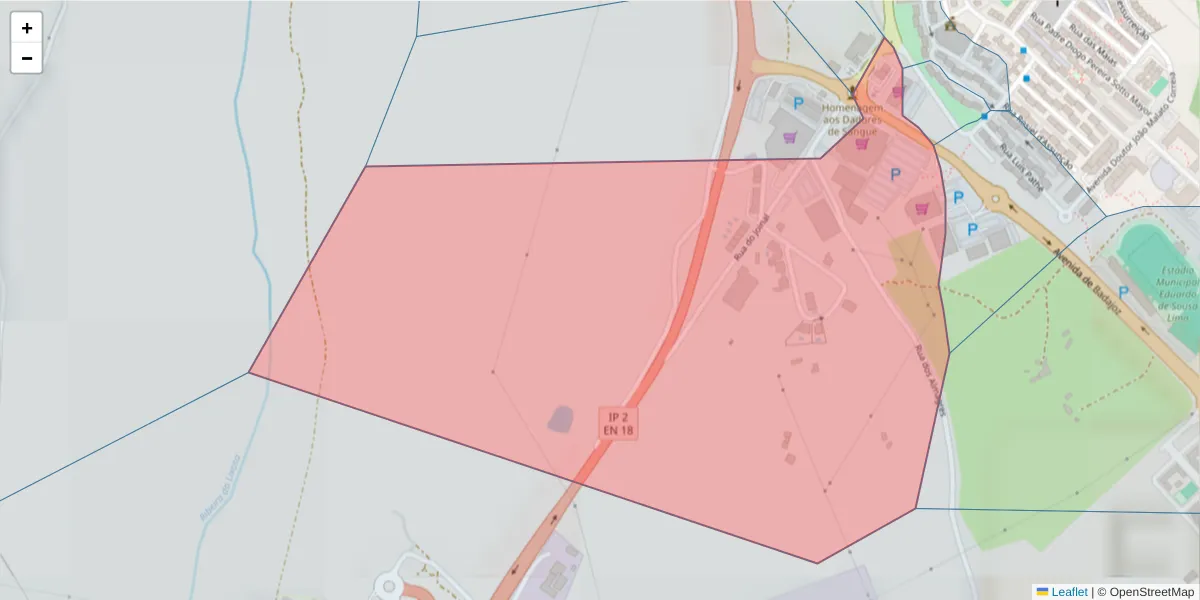 Mapa detalhado do código postal 7300-526 com limites, códigos postais vizinhos e agências dos correios